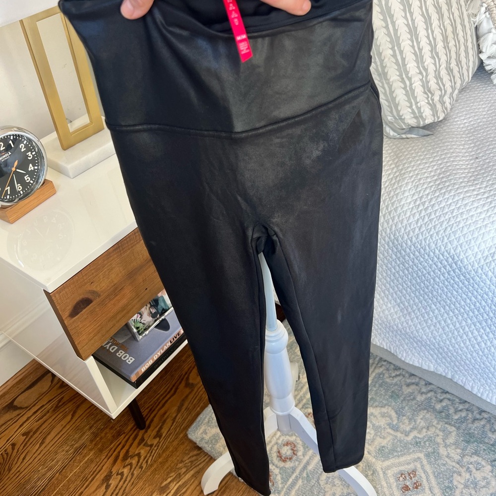 SPANX Black Faux Leather Leggings